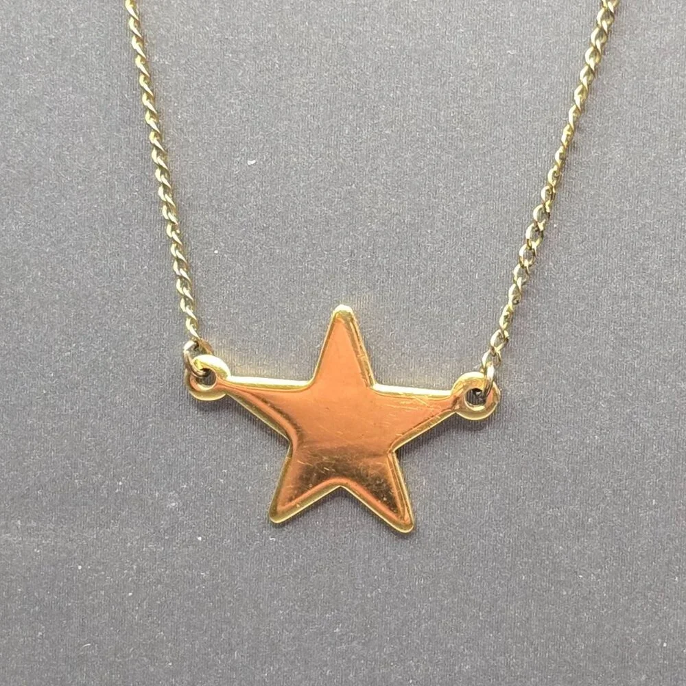 VTG Carla 14K Gold Filled Star Pendant Choker Necklace 15" Minimalist Celestial - Picture 4 of 16